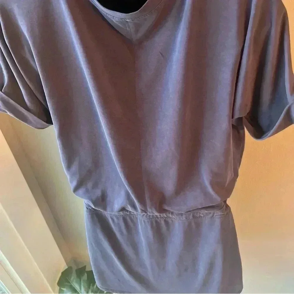 Naked Zebra Navy Blue T-shirt Mini Dress Tunic Drawstring Waist Short Sleeve Med - Picture 9 of 14